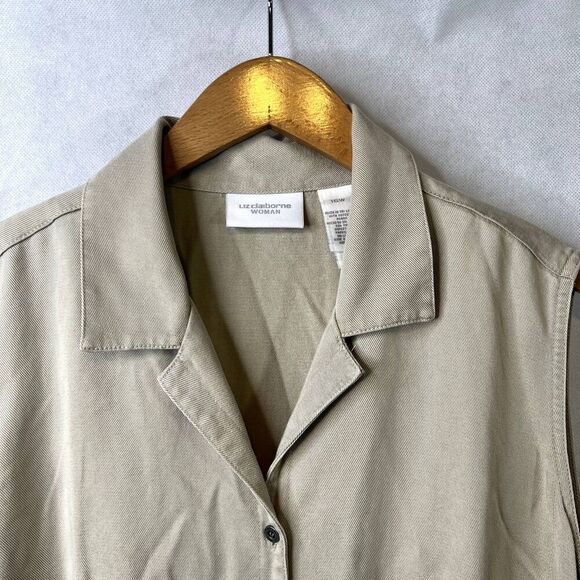 Liz Claiborne Woman Sleeveless Button Front Khaki Maxi Dress Plus Size 16W - Picture 9 of 11